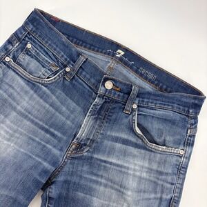 7 For All Mankind Jeans Womens 31 Blue Carsen Straight Leg Medium Wash Denim